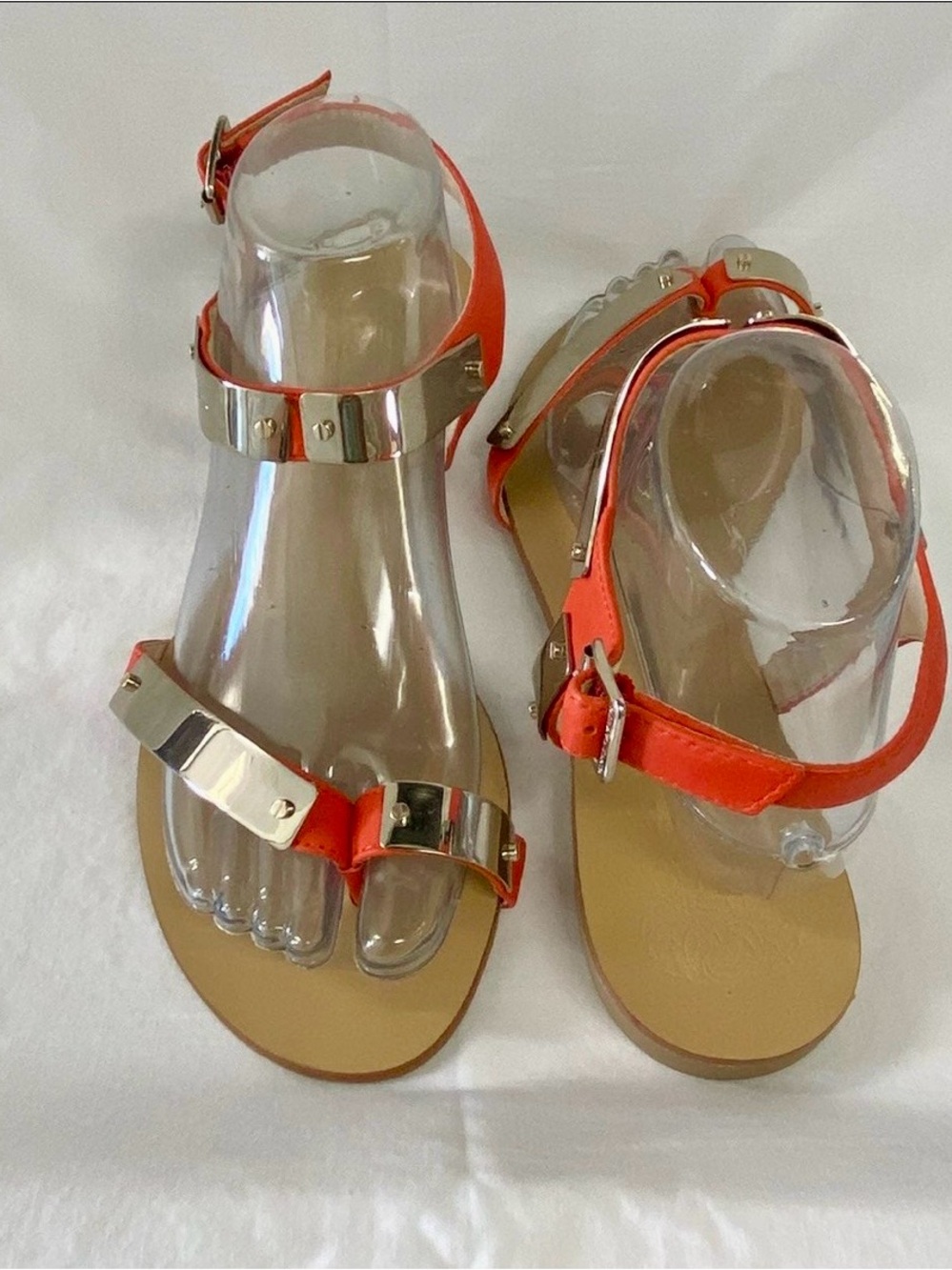 Vince Camuto Orange Sandals with Gold Metal Accents 9.5 - Picture 8 of 9
